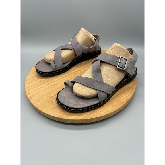 Chaco Wayfarer Sandals Womens Size 8 Gray Leather Loop Buckle Strap On Casual - Picture 5 of 10